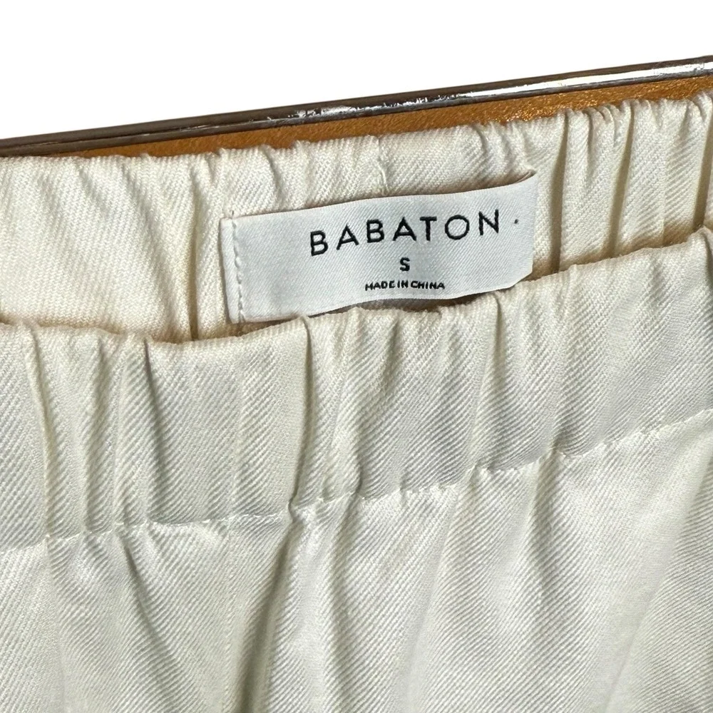 Babaton Dexter Linen‎ Blend Trouser Ankle Pants Small Ivory Quiet Luxury Neutral